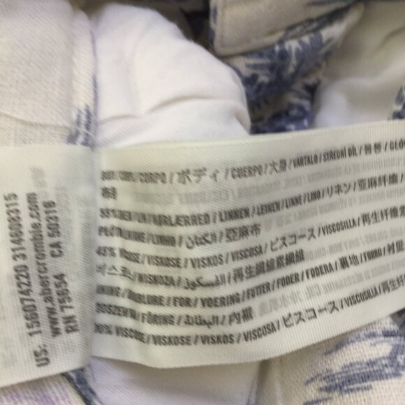 Abercrombie & Fitch Linen Blend Tropical Palm Tree Print Wide Leg Pant l - Picture 7 of 11